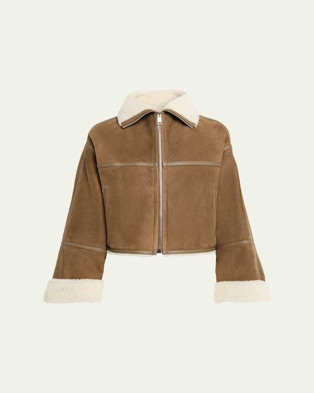 Suede Merino Lambskin Cropped Jacket